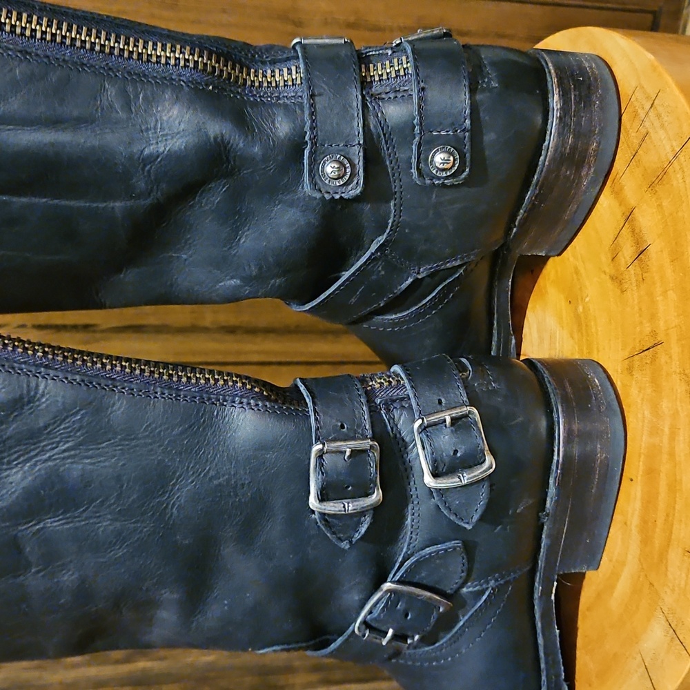 Frye Boots Veronica Back Zipper Buckles Black 7.5 M - Picture 11 of 16